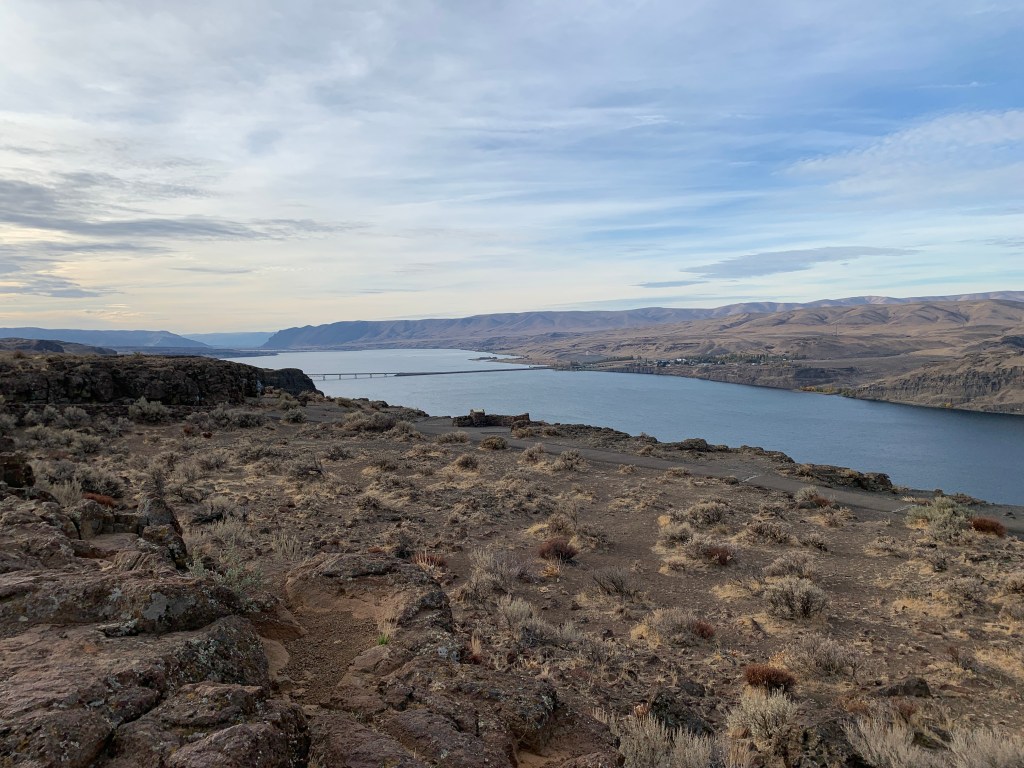 The Columbia River near Quincy, WA and the I 90 bridge