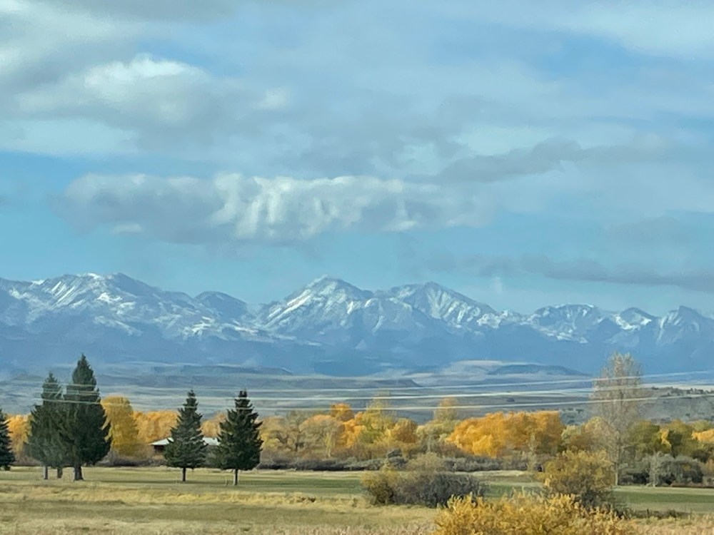 mountains with fall foliage in foreground